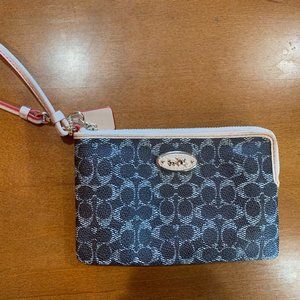 NWOT - Coach Wristlet - Brown Signature Coated Canvas with Tan leather trim